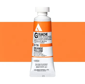 Vodová barva Akryl kvašová barva Holbein - Orange Yellow Balení: 40 ml