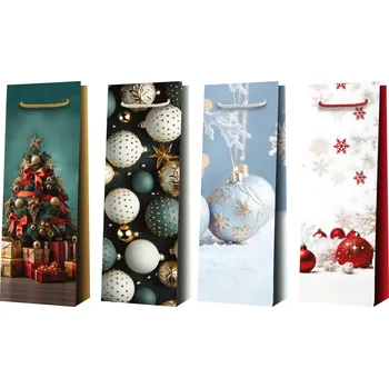 Dárková taška Taška vánoční na láhev 13 x 36 x 8,5cm 410 mix