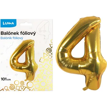 Balónek fóliový Luma č.4, 101cm, zlatý