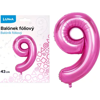 Balónek Balónek fóliový Luma č.9, 43cm, růžový