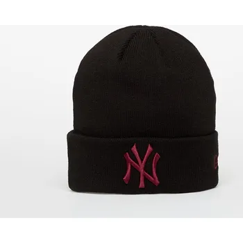 Čepice Čepice New Era Knit Medium MLB League Essential Beanie New York Yankees Black/ Frosted Burgundy Universal