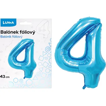 Balónek fóliový Luma č.4, 43cm, modrý