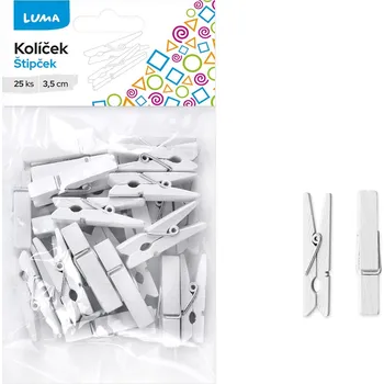Výtvárné potřeby Kolíček Luma 3,5cm bílý, 25ks