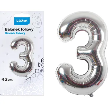 Balónek Balónek fóliový Luma č.3, 43cm, stříbrný