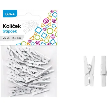 Kolíček Luma 2,5cm bílý, 25ks