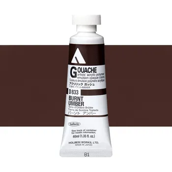 Vodová barva Akryl kvašová barva Holbein - Burnt Umber Balení: 40 ml