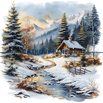 Látkový panel - Zimní krajinka - ZIM-210 Velikost: 20x20cm, Materiál: Mikroplyš