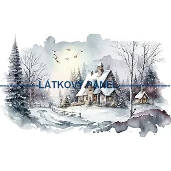 Látkový panel - Zimní kostelík - ZIM -216 Velikost: 10x7cm, Materiál: Úplet