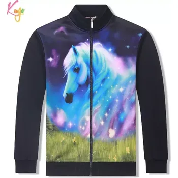 Dívčí mikina Teplá dívčí mikina Kugo PT2507 tmavě modrá (Stylová dívčí mikina s koněm)