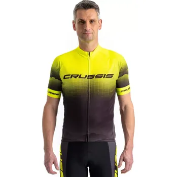 cyklistický dres CRUSSIS CSW-056 s krátkým rukávem černý/žlutý