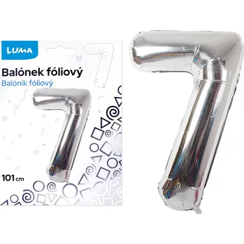 Balónek fóliový Luma č.7, 101cm, stříbrný
