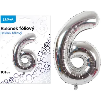 Balónek fóliový Luma č.6, 101cm, stříbrný