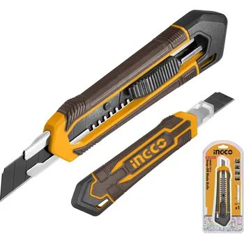 Pracovní nůž Ingco HKNS11815 Nůž odlamovací 18x100mm s tlačítkem, 3x čepel