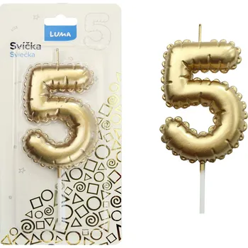 Dortová svíčka Svíčka balónek Luma č.5, zlatý