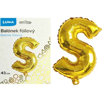 Balónek fóliový Luma "S", zlatý