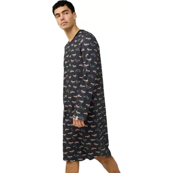 Pánské pyžamo Pánská bavlněná noční košile s liščím motivem Vamp 23623 dark gray velikost XXL