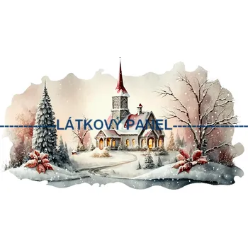 Látkový panel - Zimní kostelík - ZIM -224 Velikost: 20x13cm, Materiál: Úplet