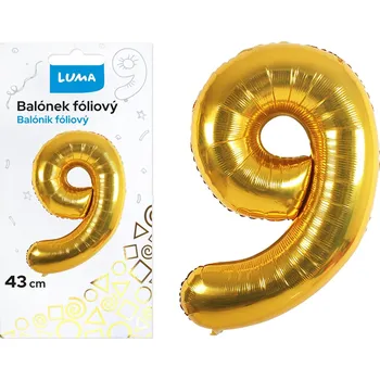 Balónek Balónek fóliový Luma č.9, 43cm, zlatý