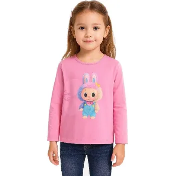 Dívčí tričko DÍVČÍ TRIČKO S OBRÁZKEM A DLOUHÝM RUKÁVEM NOVINKA Barva: Růžová, Velikost: 104
