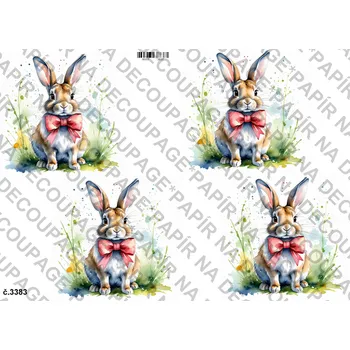 Umělecký papír Rýžový a soft papír na decoupage - Zajíček - KB3383 Materiál: Soft, Rozměr: A4