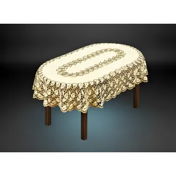 Stolování Žakárový ubrus HAVEL oválný více rozměrů krémová MyBestHome Rozměr: 160x120 cm