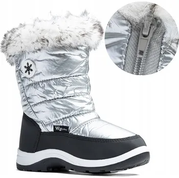 Dámská zimní obuv WOJTYŁKO Sněhule Zimní Boty Zateplené Ovčí Vlnou Lehké Stříbrné Vel. 36