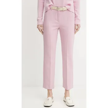 Dámské kalhoty Kalhoty Weekend Max Mara dámské, růžová barva, jednoduché, high waist, 2515131031600 34X, vel. 38