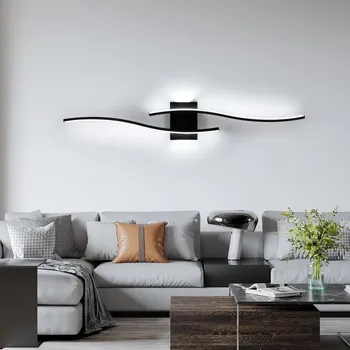 Nástěnné svítidlo ČERNÉ LINEÁRNÍ LED SVÍTIDLO NA ZEĎ 3000K-6500K MODERNÍ DO OBÝVACÍHO POKOJE