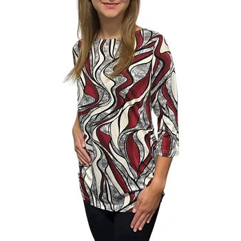 Dámská halenka Halenka Pratto šedo-červená s gumičkami na bocích velikost pratto: 46