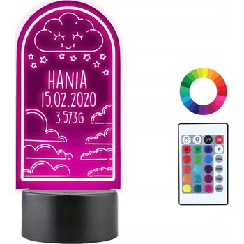 Lampička Noční Lampa 3D LED Metrička pro dítě Gravírování