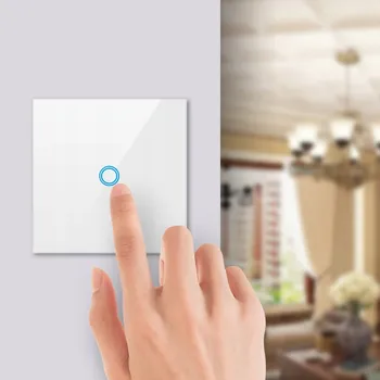 vypínač DOTYKOVÝ SPÍNAČ SVĚTLA SKLENĚNÝ JEDNODUCHÝ SKLO BÍLÝ LED