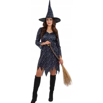 Karnevalový kostým KOSTÝM ČARODĚJNICE HVĚZDY MĚSÍC PŘEVLEK PRO ŽENY HALLOWEEN S