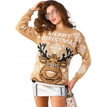 Dámský svetr Royalfashion dámský svetr hnědý klasický do boků univerzální velikost