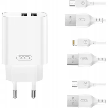 Rychlá síťová nabíječka 2x USB s USB-C kabelem 5V 2400mA pro nabíjení XO