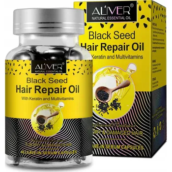 Vlasová regenerace Aliver Black Seed Hair Repair Oil Capsules olejové kapsle na vlasy 40 ks