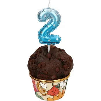 Dortová svíčka Narozeninová svíčka 6 cm ČÍSLICE 2 modrá s hvězdičkami 1 KS