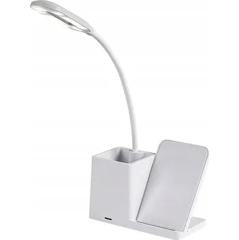 Lampička Moderní LED stolní lampička bílá s organizérem a indukčním nabíjením Rabalux