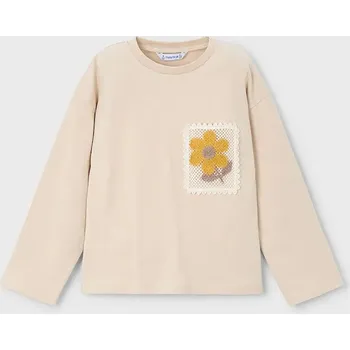 Dívčí tričko Dětské tričko s dlouhým rukávem Mayoral 4004.6C.Mini.9BYA béžová 08X, vel. 104