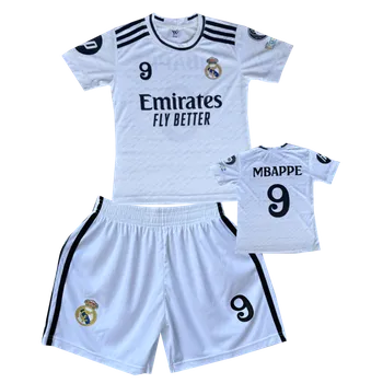 Numberoplus Premium dětský fotbalový dres Komplet Real Madrid Emirates Fly Better B1 - Real Madrid CF - Kylian Mbappe 9 Velikost: 10-let (vel.134)