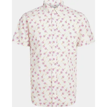 Pánská košile Jack&Jones pánská košile casual JACK&JONES-12249217 krátký rukáv slim střih bavlna velikost L