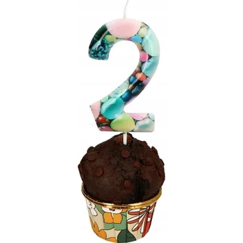 Dortová svíčka NAROZENINOVÁ SVÍČKA 15 CM ČÍSLICE 2 BAREVNÁ