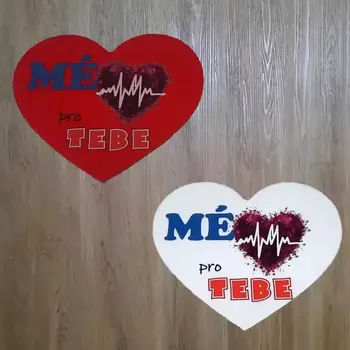 Party dekorace Srdíčko z plsti s potiskem 02 Bílá 60x51mm