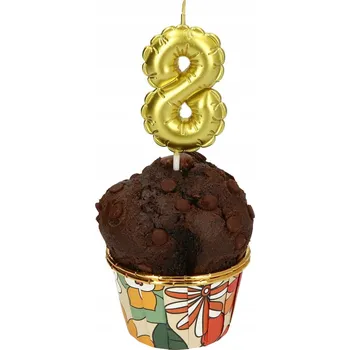 Dortová svíčka Narozeninová svíčka 6 cm ČÍSLICE 8 Zlatá 1 KS