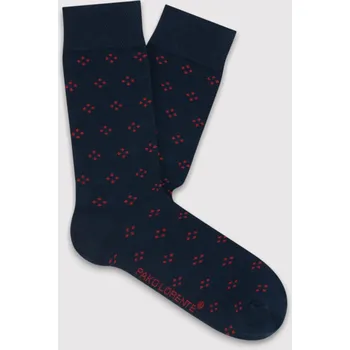 Pánské ponožky Tmavě modré klasické pánské ponožky s červeným vzorem PAKO LORENTE velikost 43-46