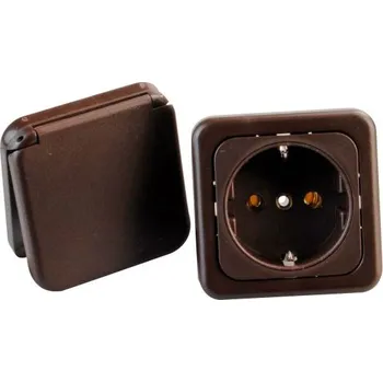 Elektrická zásuvka Inprojal Schuko s krytem Barva: Hnědá, Balení: s obalem