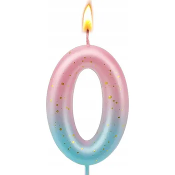 Dortová svíčka Narozeninová svíčka 6 cm ČÍSLICE 0 Duhová 1 KS