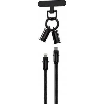 Datový kabel Devia univerzální kabel s poutkem 2v1 USB-C - Apple Lightning 30cm 27W černý