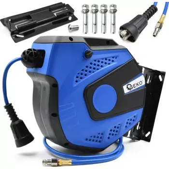 Příslušenství ke kompresoru GEKO G03191 Samonavíjecí buben s tlakovou hadicí 14m, 6,5 x 10 mm