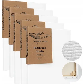 Textilie Plátno Malířské Plátno 50 cm x 60 cm Wielorybie Rzeczy 5 ks