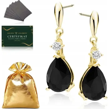 Náušnice ZLATÉ DLOUHÉ VISACÍ NÁUŠNICE SE ZIRKONY 925/585 DÁREK PRO ŽENU MAMINKU